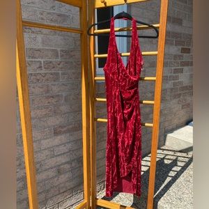 vintage le chateau crushed velvet halter dress